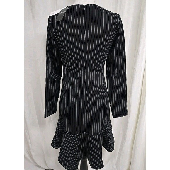 Lauren Ralph Lauren Long Sleeve Dress Pinstripe Black & White Women’s Size M NWT - Picture 6 of 15